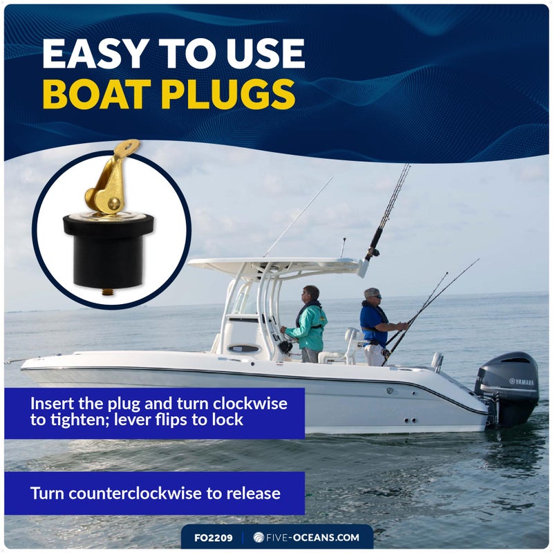 Five Oceans 7/8-Inch Brass Boat Drain Plug, Locking Livewell Plug, Locks in Place - FO2209 - Image 4